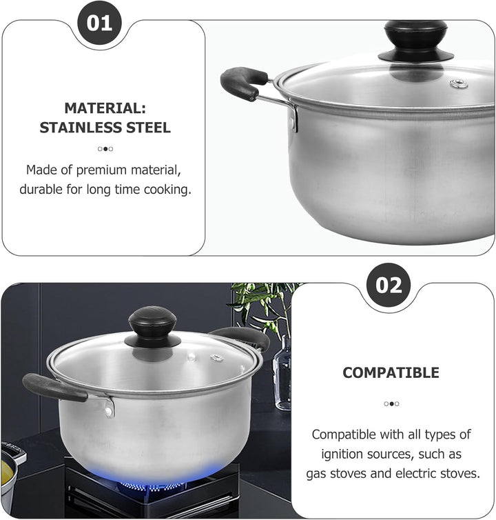 Angoily Kochtopf 18 cm Durchmesser: Kochtopf Milch Suppen Braten Nudeln mit Glasdeckel Antihaft Kass