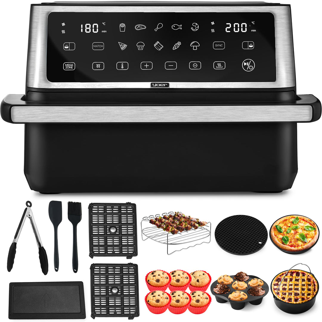 Yoer Heissluftfritteuse, 11L Airfryer, 6-in-1, 12 automatische Programme, Spülmaschinenfester Korb,