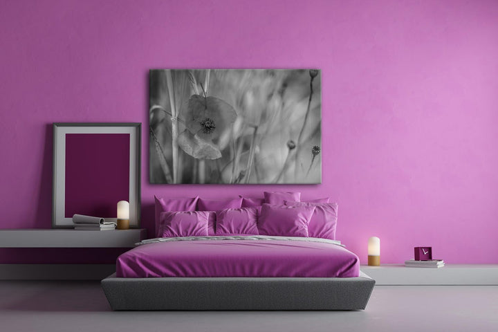 deyoli einzelne Mohnblume Format: 80x60 Effekt: Schwarz/Weiss als Leinwand, Motiv fertig gerahmt auf
