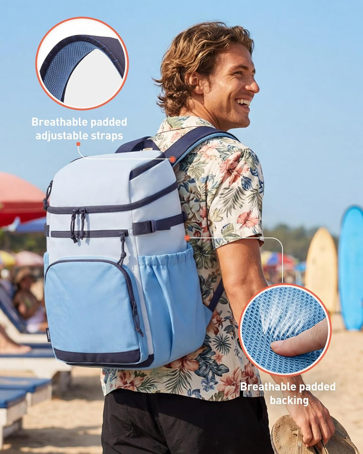 TOURIT Kühlrucksack Leichter Rucksack 21L mit Flaschenöffner Hält 30 Dosen Graugrün, Graugrün