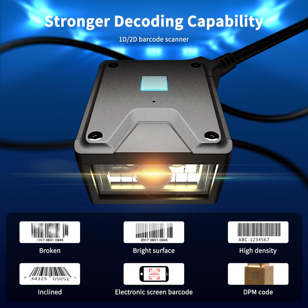NetumScan 2D-Barcode-Scanner mit fester Halterung Industrietauglicher 1D/2D/QR-Code-Leser mit automa
