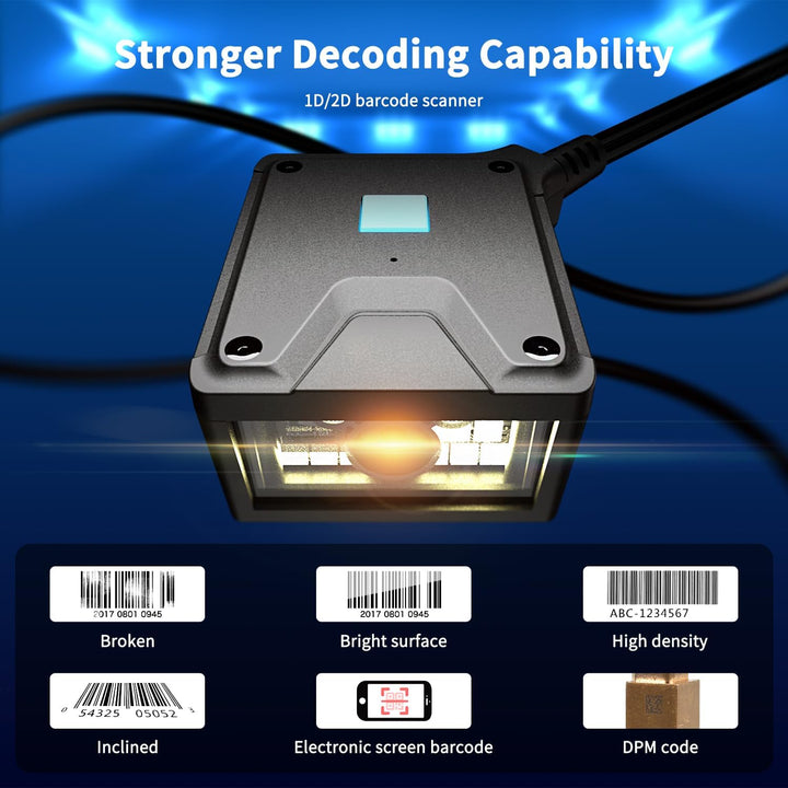NetumScan 2D-Barcode-Scanner mit fester Halterung Industrietauglicher 1D/2D/QR-Code-Leser mit automa