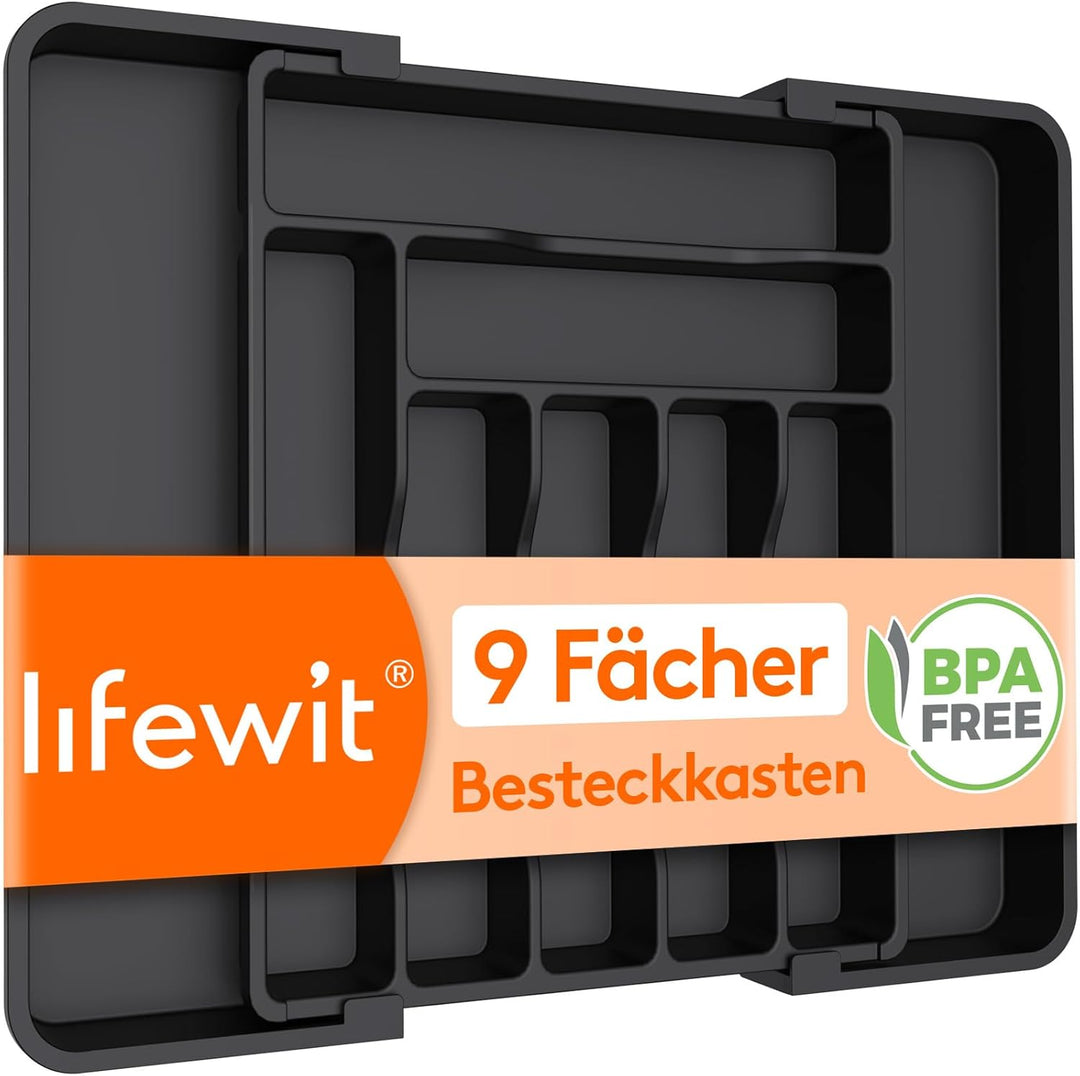 Lifewit Kleine Besteckkasten, Besteckeinsatz für Schublade, Verstellbarer Besteckkasten Erweiterbar