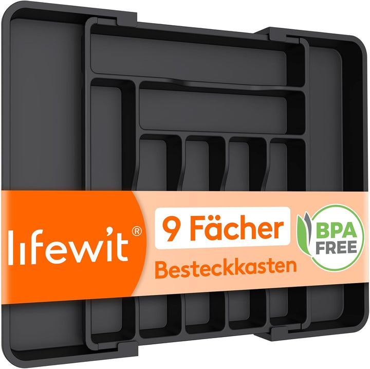 Lifewit Kleine Besteckkasten, Besteckeinsatz für Schublade, Verstellbarer Besteckkasten Erweiterbar