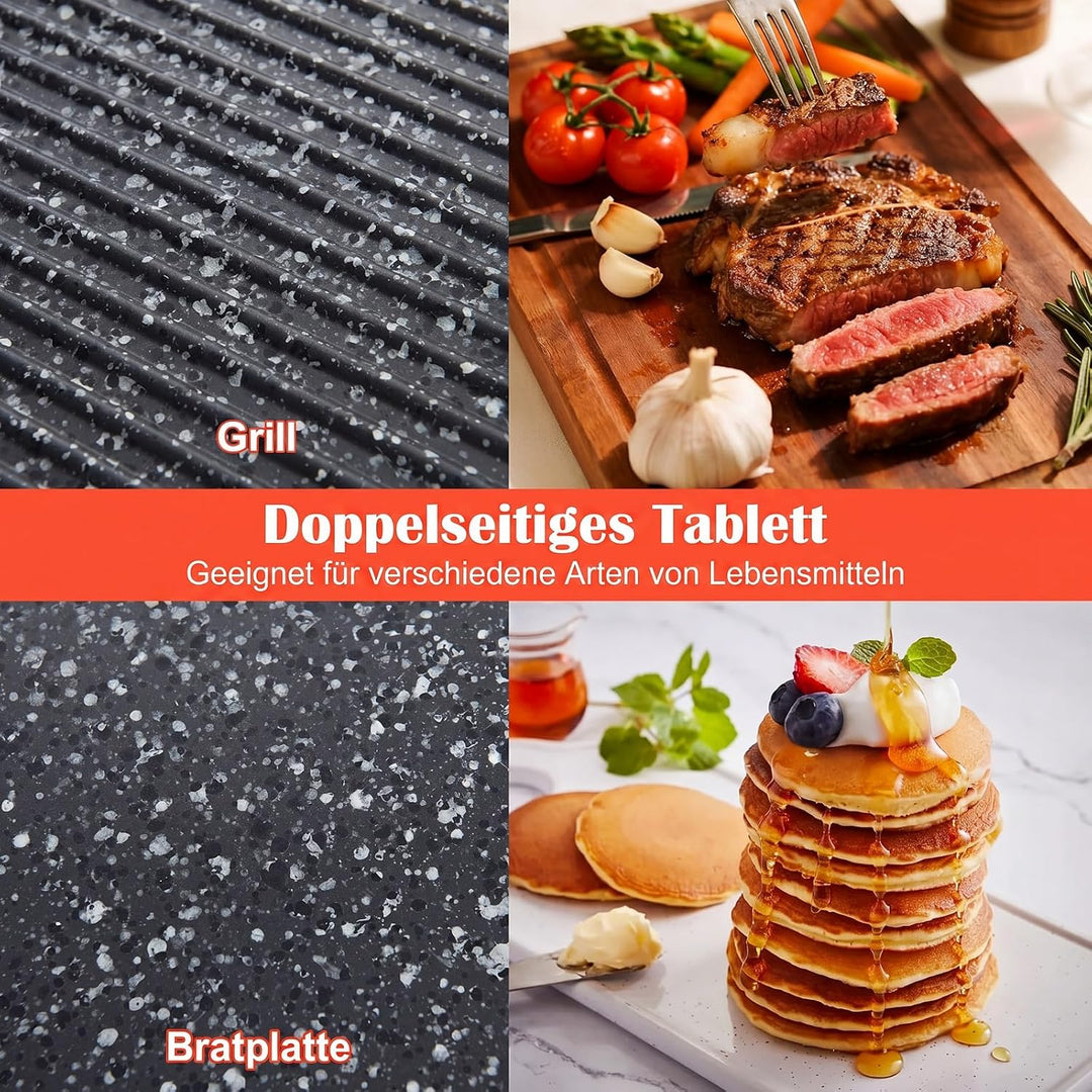 COSTWAY Elektrogrill, 2150 W Tischgrill elektrisch mit Doppelzone