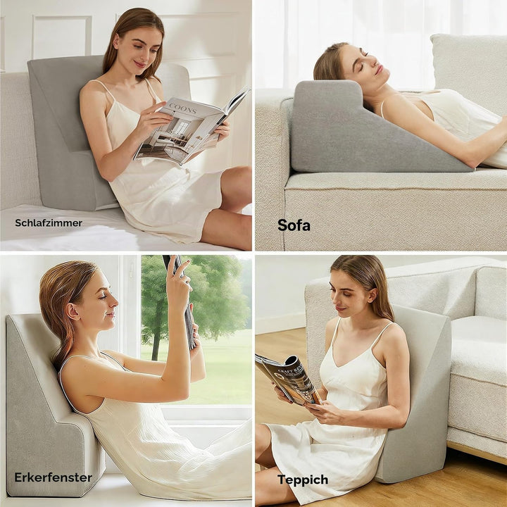 Lesekissen &amp; Keilkissen zur Beinerhöhung, Memory Foam Nacken, Rücken, Beinstützkissen, Abnehmbares M