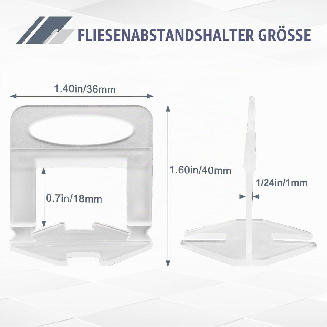 500 Stück Standard Laschen Fugenbreite 1mm, Nivelliersystem Fliesen Nivellierhilfe Zuglaschen Fugenb