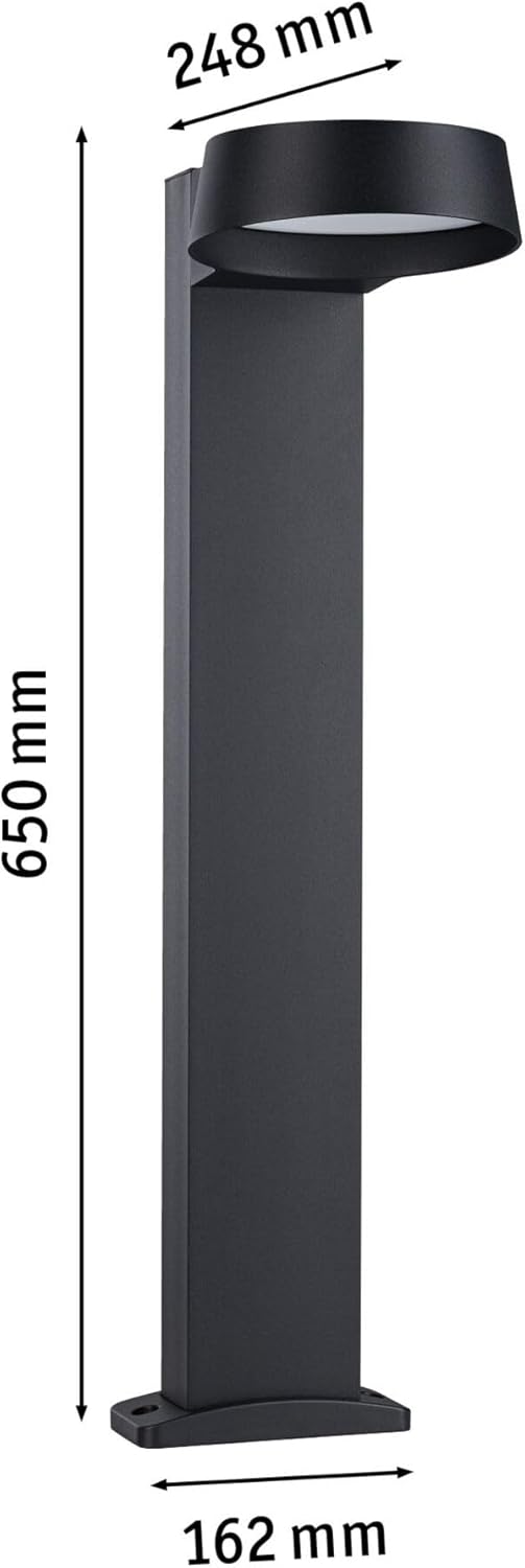 Paulmann 94790 LED Pollerleuchte Capea Grand IP44 11,5W 1050lm 650mm Anthrazit Alu Druckguss 3000K