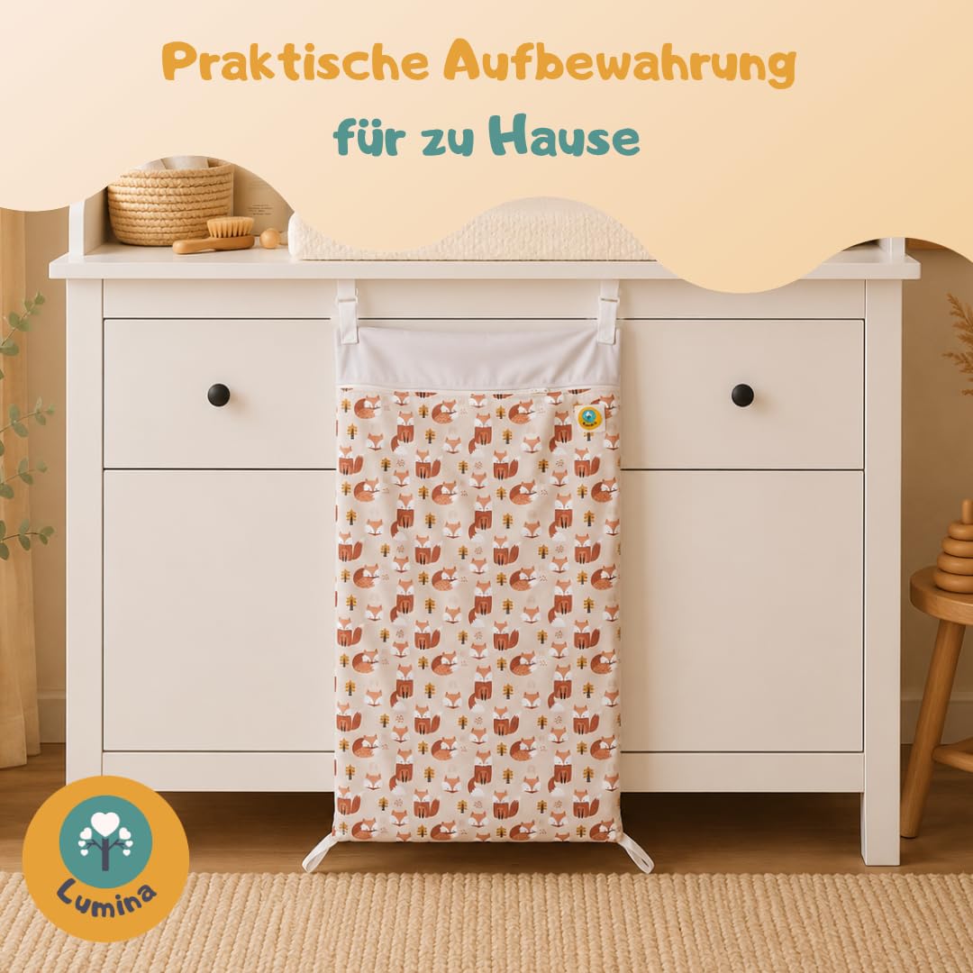 Lumina Wetbag XL – Nassbeutel für Stoffwindeln, Kindergarten &amp; Schwimmsachen – Windeltasche mit 2 Re