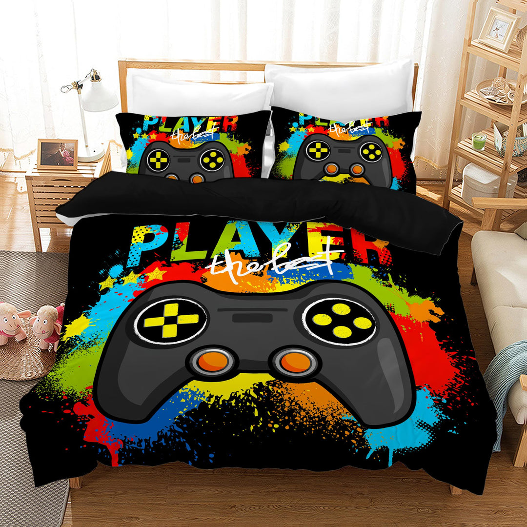 Jungen Gaming-Bettwäsche-Set für Kinder,3 Teilig Teens Gamepad Bettwäsche Set Kinder Modern Gamer Mi
