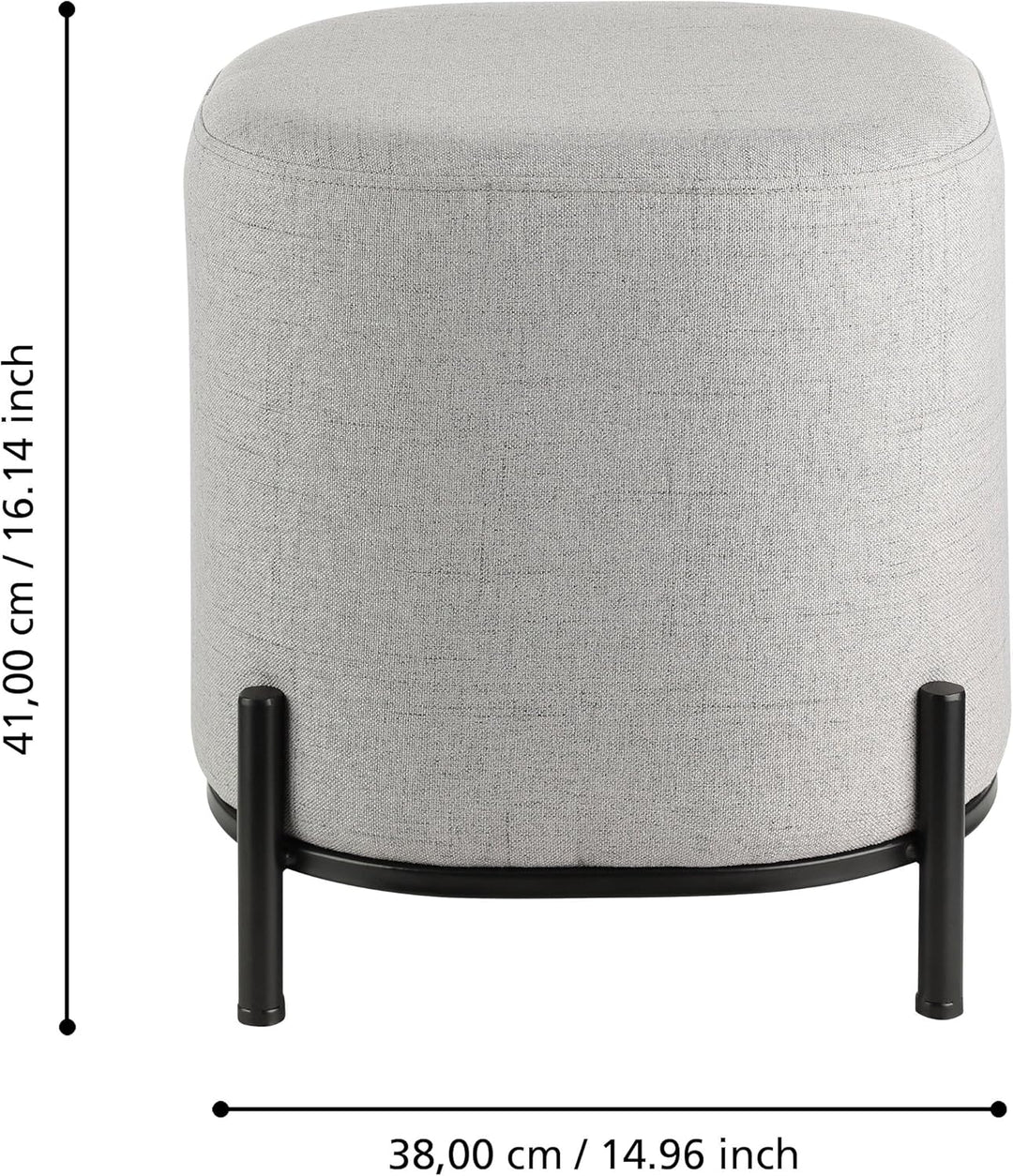 EGLO LIVING Hocker Mashike, minimalistischer Sitzhocker, runder Couch Beistellhocker, Pouf aus Texti