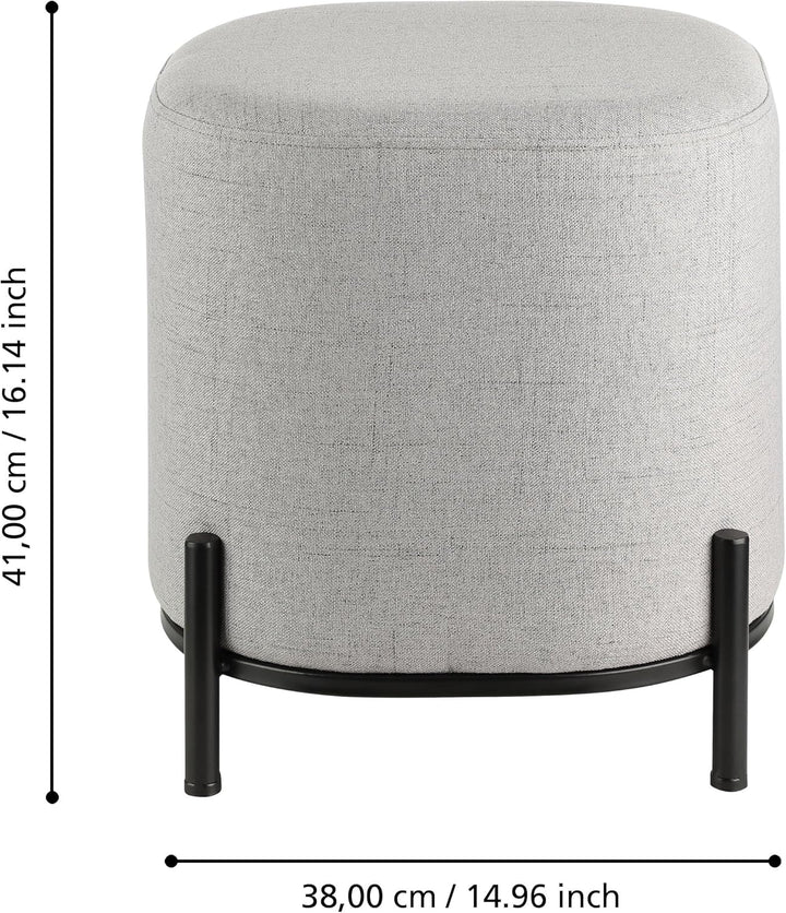 EGLO LIVING Hocker Mashike, minimalistischer Sitzhocker, runder Couch Beistellhocker, Pouf aus Texti