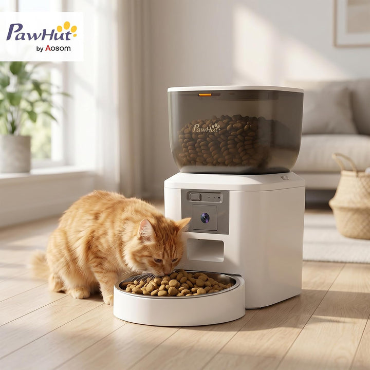 PawHut Futterautomat Katze 2,4G WiFi 4L mit Kamera für Katze und Hund | Katzenfutter Automat, App-St