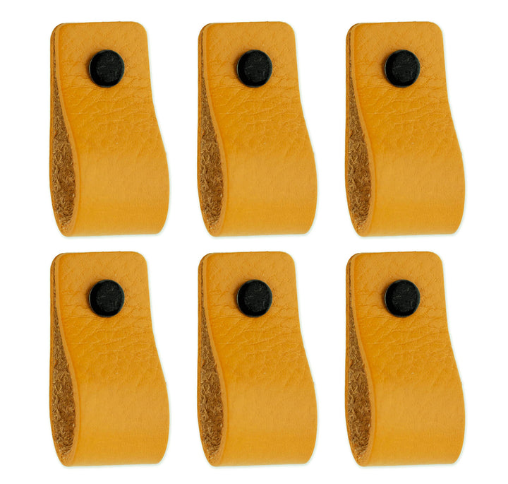 Brute Strength - Ledergriffe für Möbel - Ockergelb - 6 Stück - 12,5 x 2,5 cm - Schrankgriff, Türgrif