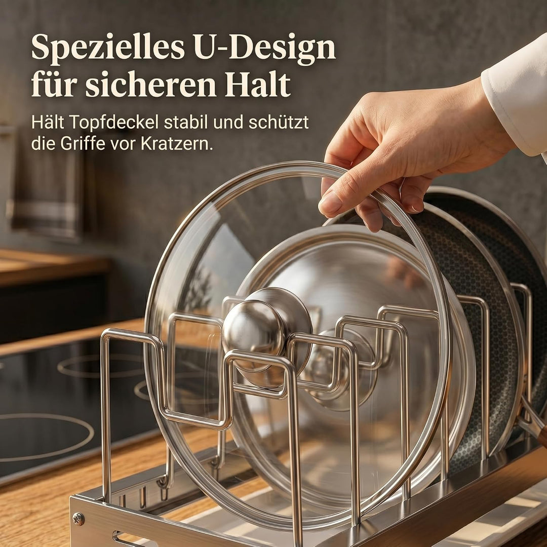 Topfdeckelhalter & Pfannen-Organizer, Edelstahl, 39x20x20cm | Küchen-Aufbewahrung für Arbeitsplatte