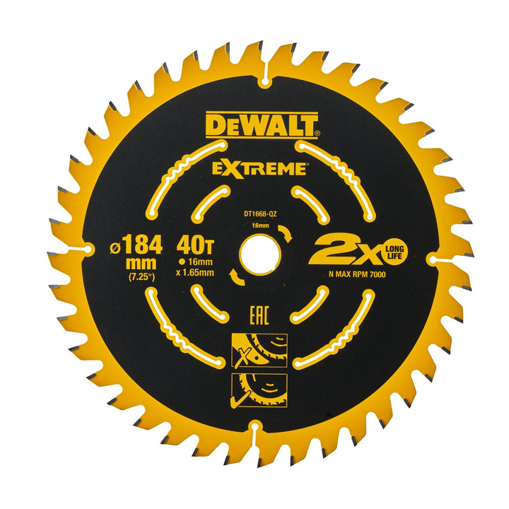 DeWalt DT1668 Kreissaegeblatt Akku 184/16mm 40WZ, 1 Stück One size, One size