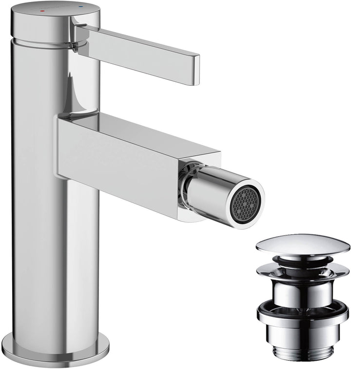 hansgrohe Einhebel-Bidetmischer Finoris, Bidetarmatur mit Push-Open Ablaufgarnitur, Chrom, Chrom