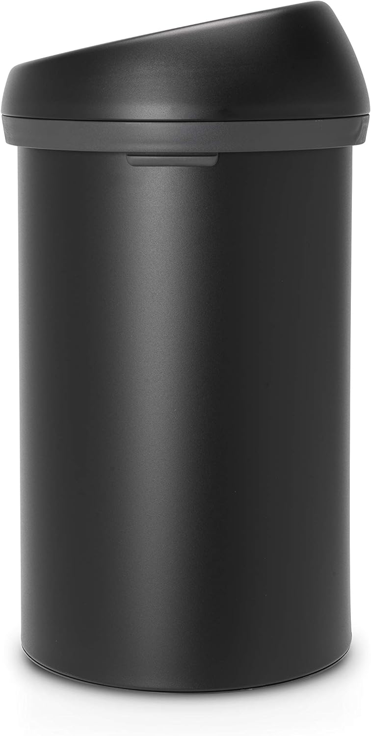 Brabantia Grosser Mülleimer mit Touch-Funktion, Stahl, Mineral Mondlicht Schwarz, (60L) UK 60 Liter