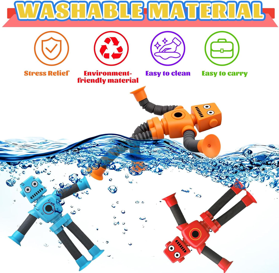16 PCS Saugtasche Roboter Spielzeug, Form ändern Teleskopische Pop Röhre Sensorische Spielzeug, Lust