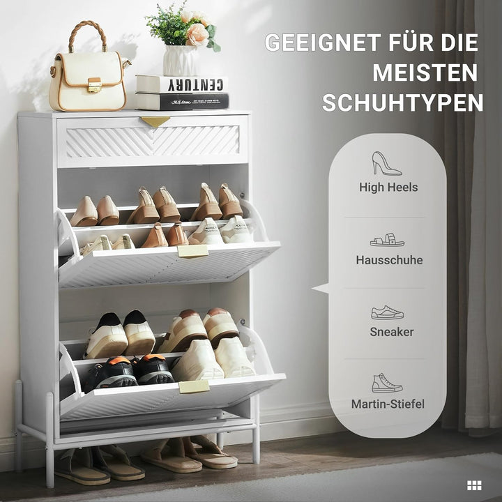 Schmal Schuhschrank mit 2 Klappen platzsparender, Schmaler Geschlossen Schuhregal Schuh Schrank Schu