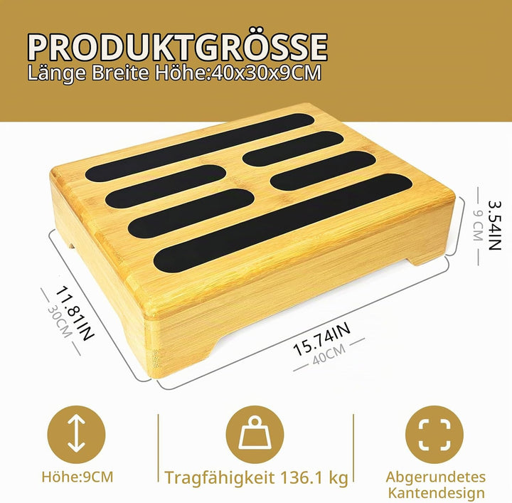 Tritthocker Holz mit Rutschfester Gummiauflage für Erwachsene und Steighilfe für Senioren - Step Sto