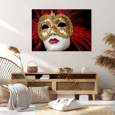 Bilder auf Leinwand 100x70cm Leinwandbild Venezianische Maske Kostüm Spass Feder Gross Wanddeko Bild