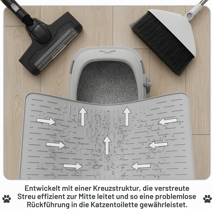 OHMO Katzenklo matte aus Premium-Silikon 60 * 40 CM, wasserdicht und BPA-frei Katzentoilettenmatte,