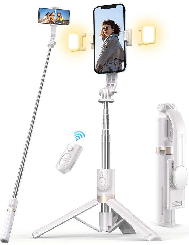Selfie Stick mit Bluetooth Fernbedienung, Erweiterbarer Extra Lang Reisen Stativ für Smartphone, 360
