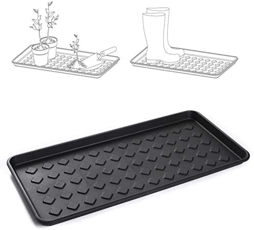 2X Schuhtablett 71x35 cm Schwarz – Schuhwanne mit Hohem Rand (3,3cm), Schuhabtropfschale Kunststoff,