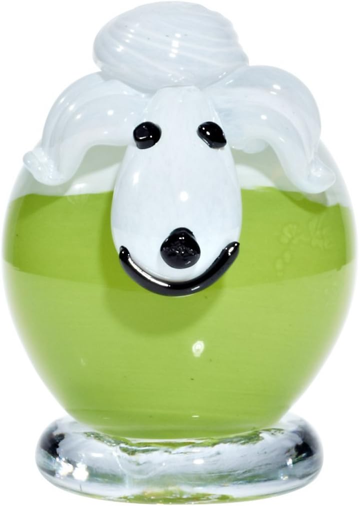 CRISTALICA Glasfigur Schaf grün/weiss 10,5cm