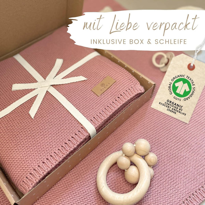 DIKOS® Babydecke Beere aus *100%* GOTS Bio Baumwolle | 4 Jahreszeiten Neugeborenen Decke für Baby Mä