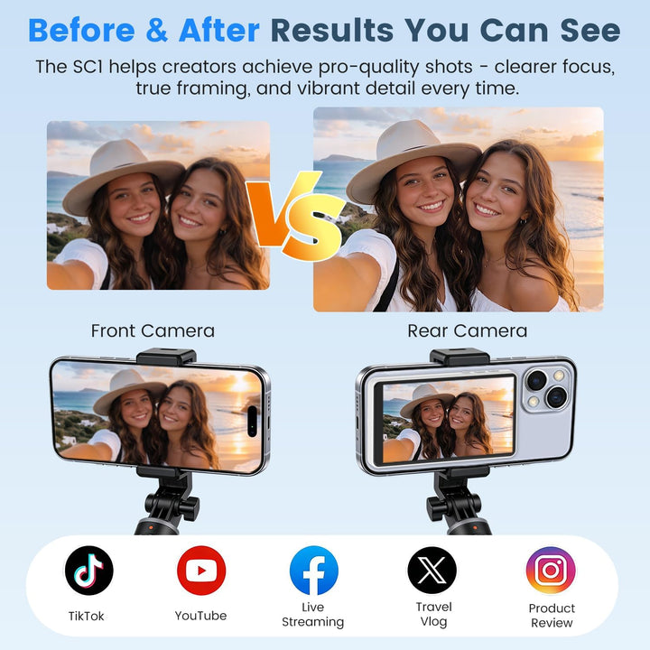 Handy Selfie Monitor für iPhone,Vlog Selfie Monitor Bildschirm,Drahtlose Aufnahme,Bluetooth-Fernbedi