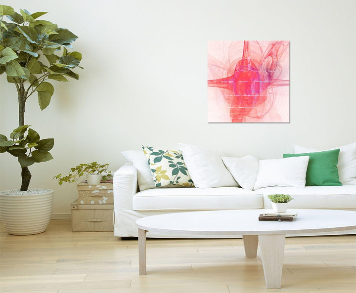 Paul Sinus Art Red Dreams - Abstrakt358_60x60cm Bild auf Leinwand weiss rot pink Abstraktes Motiv qu