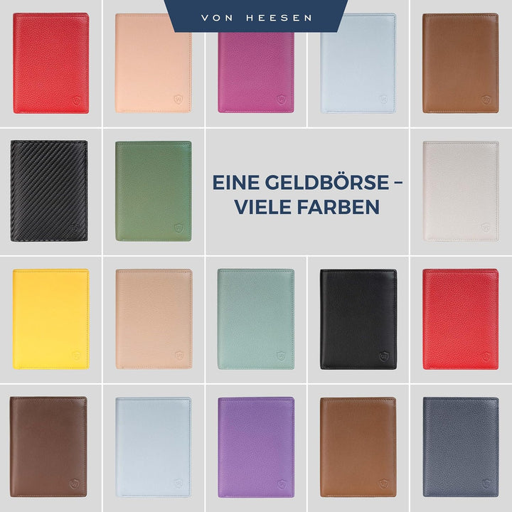VON HEESEN Leder Geldbörse Herren mit Münzfach & RFID Schutz I Echtleder Geldbeutel für Männer & Dam