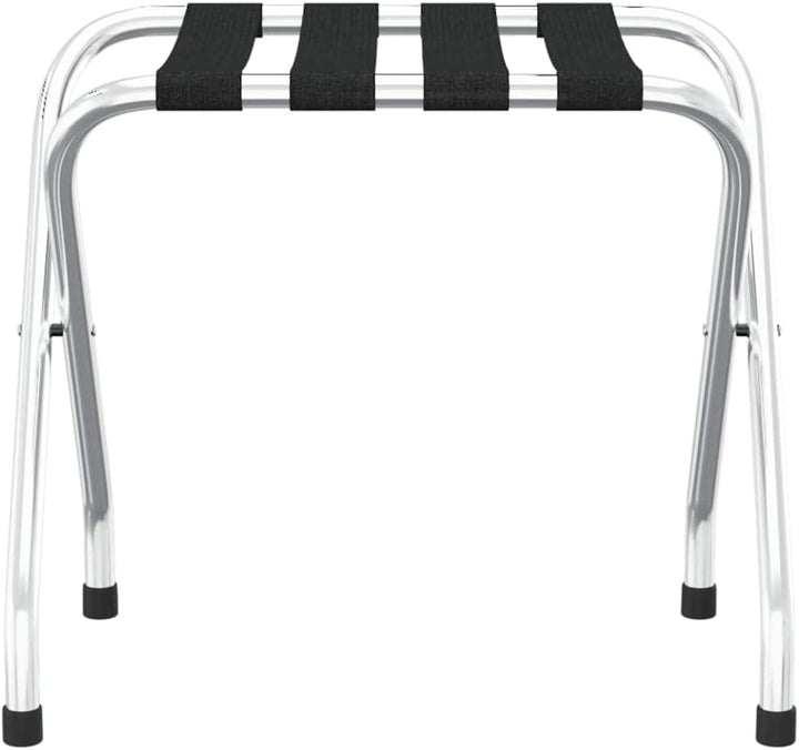 Gepäckablage Schwarz und Silbern aus Stahl und Nylon 56 x 40 x 49 cm klappbar für Hotel, Gästezimmer