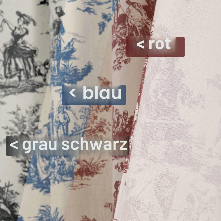 Vorhänge mit Frühlingsküsten-Motiv, für Wohnzimmer, 274 cm lang, französisches Landhaus-Toile de Jou