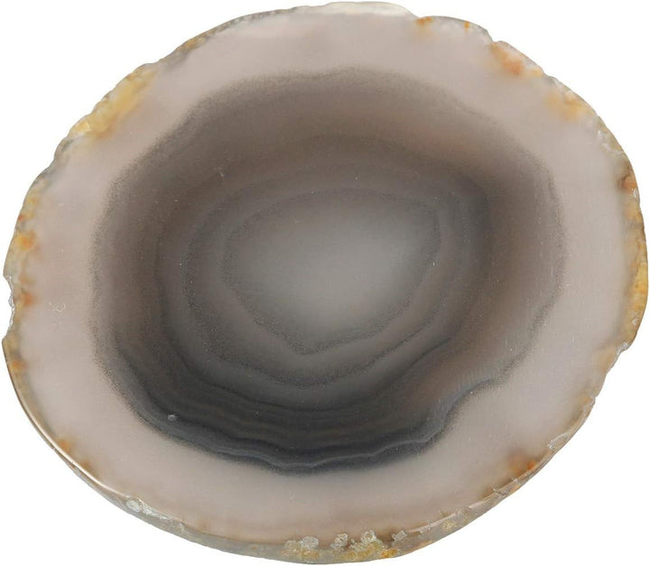 mookaitedecor 12 Stück Natürliche Geode Achat Scheiben, Rund poliert Achat Edelsteine Namen Karten f