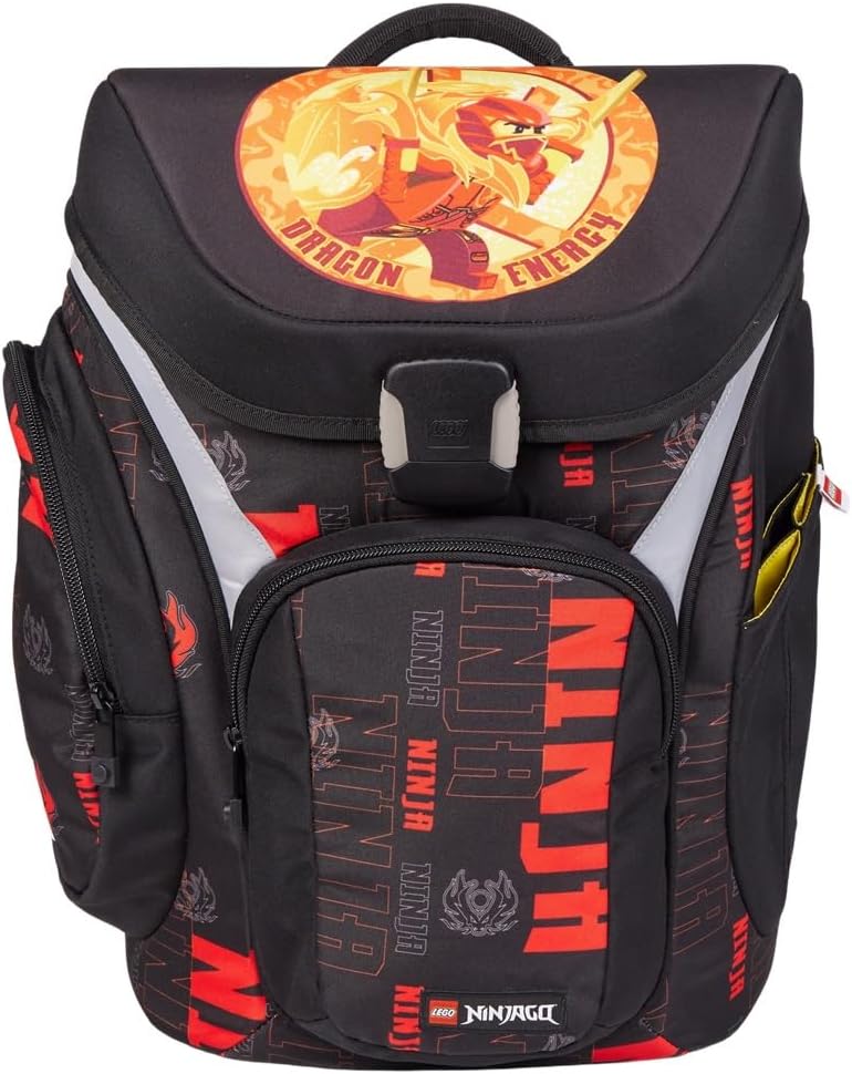 Lego Schulranzen-Set Ninjago Red Explorer Premium 6 TLG. mit Federmappe, Brotzeit-Dose, Trink-Flasch