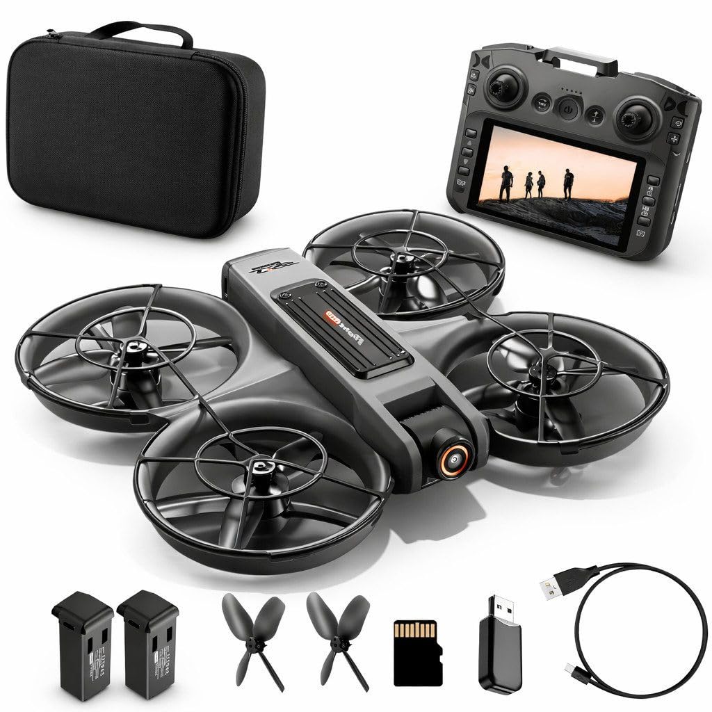 Drohne mit Kamera & Display Fernbedienung, Brushless Motor, Dual Kamera 90° verstellbar, FPV Live-Üb