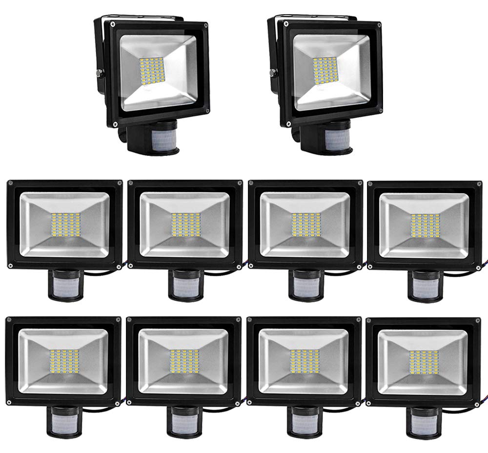 10pcs 30W LED SMD Strahler Fluter Aussen Flutlicht Strahler mit PIR Bewegungsmelder Fluter Wasserdic