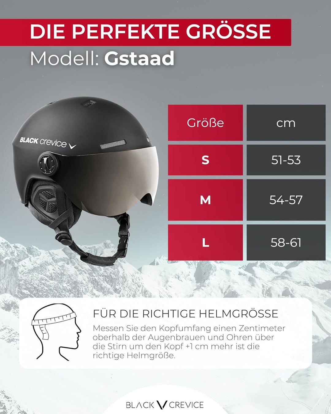 Black Crevice Skihelm Gstaad I Skihelm mit Visier im Pilotenstyle I Skihelm Herren & Damen I Skihelm