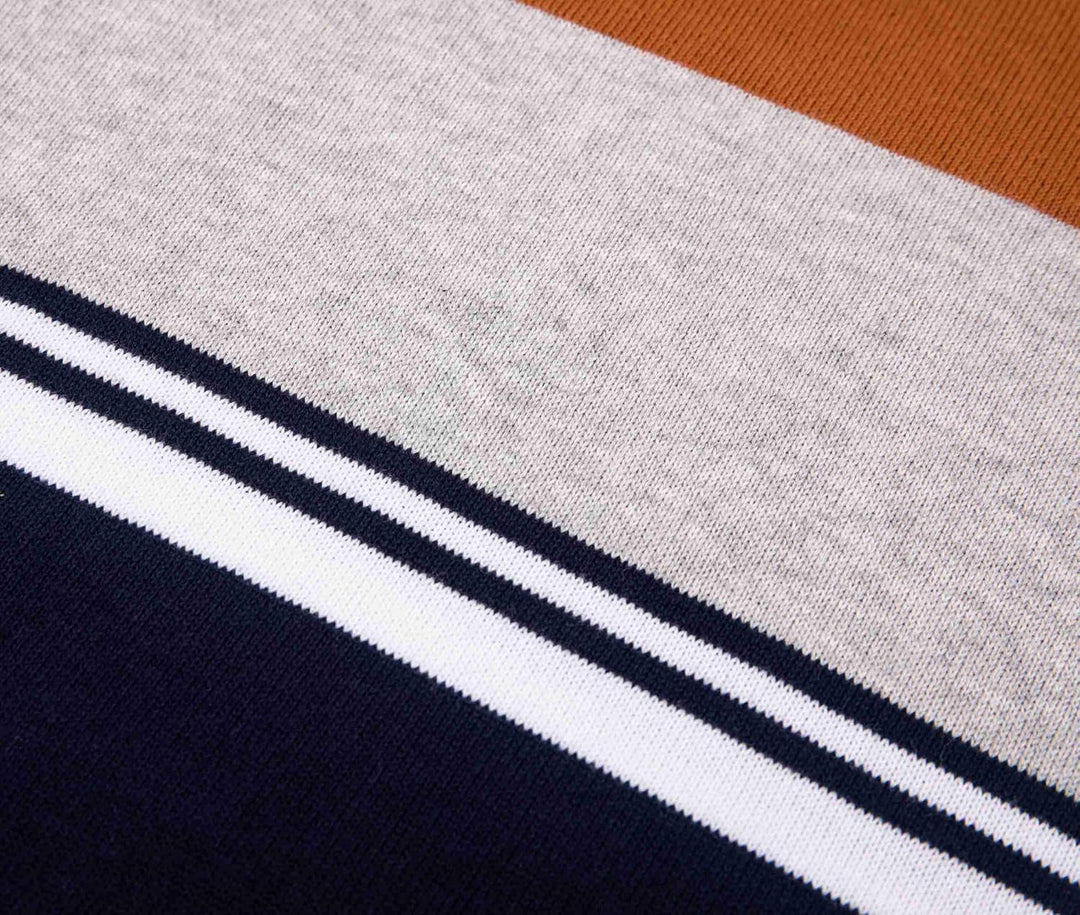 Krumba Herren Baumwolle ÜberGrösser Pullover mit gemischten Marine-Streifen Sweater 4XL Marine Gemis