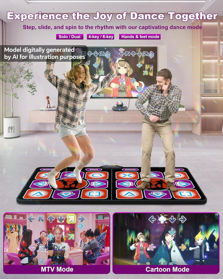 Doppel-Tanzmatte für TV mit Kamera &amp; kabellosem Controller, rutschfeste Tanzmatte für Kinder Erwachs
