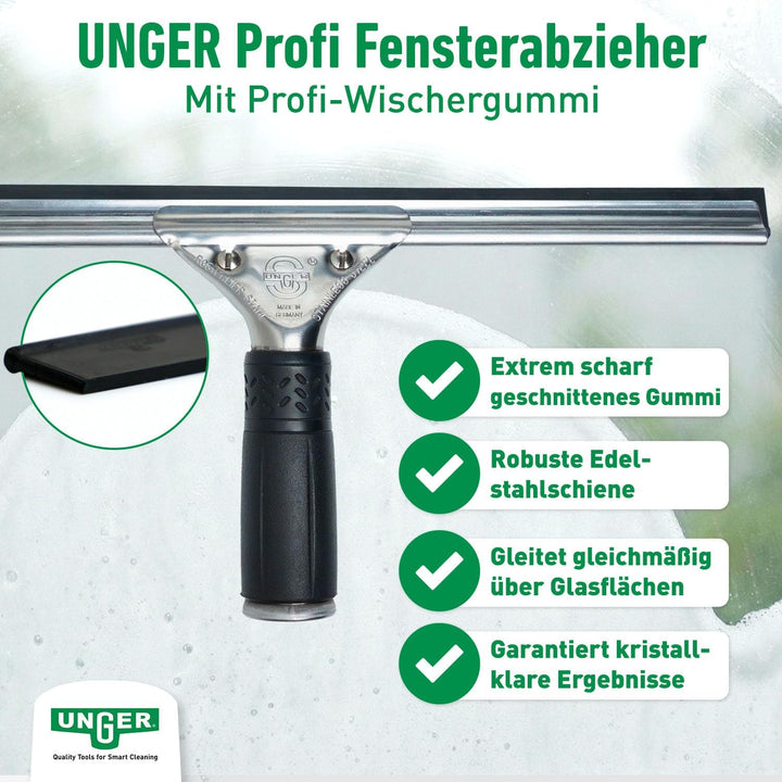UNGER PRO Fensterreinigungs Starter-Set 2in1 (inkl. Fensterwischer + Einwascher, für professionelle