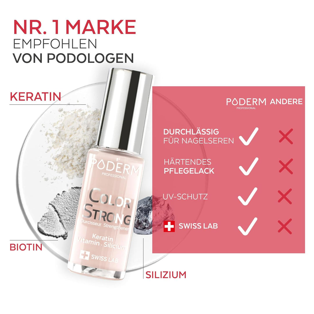 PODERM Nagelhärter Lack mit Biotin, Silizium und Keratin - Stärkt und repariert beschädigte, geschwä