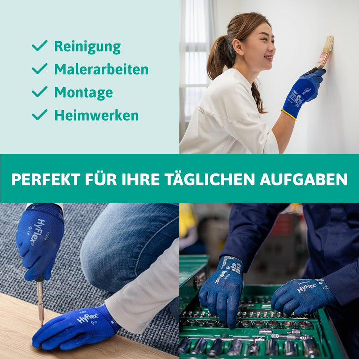 Ansell HyFlex 11-819 Dünne Arbeitshandschuhe, Rutschfeste Nitril-Beschichtung, Schutzhandschuhe vor