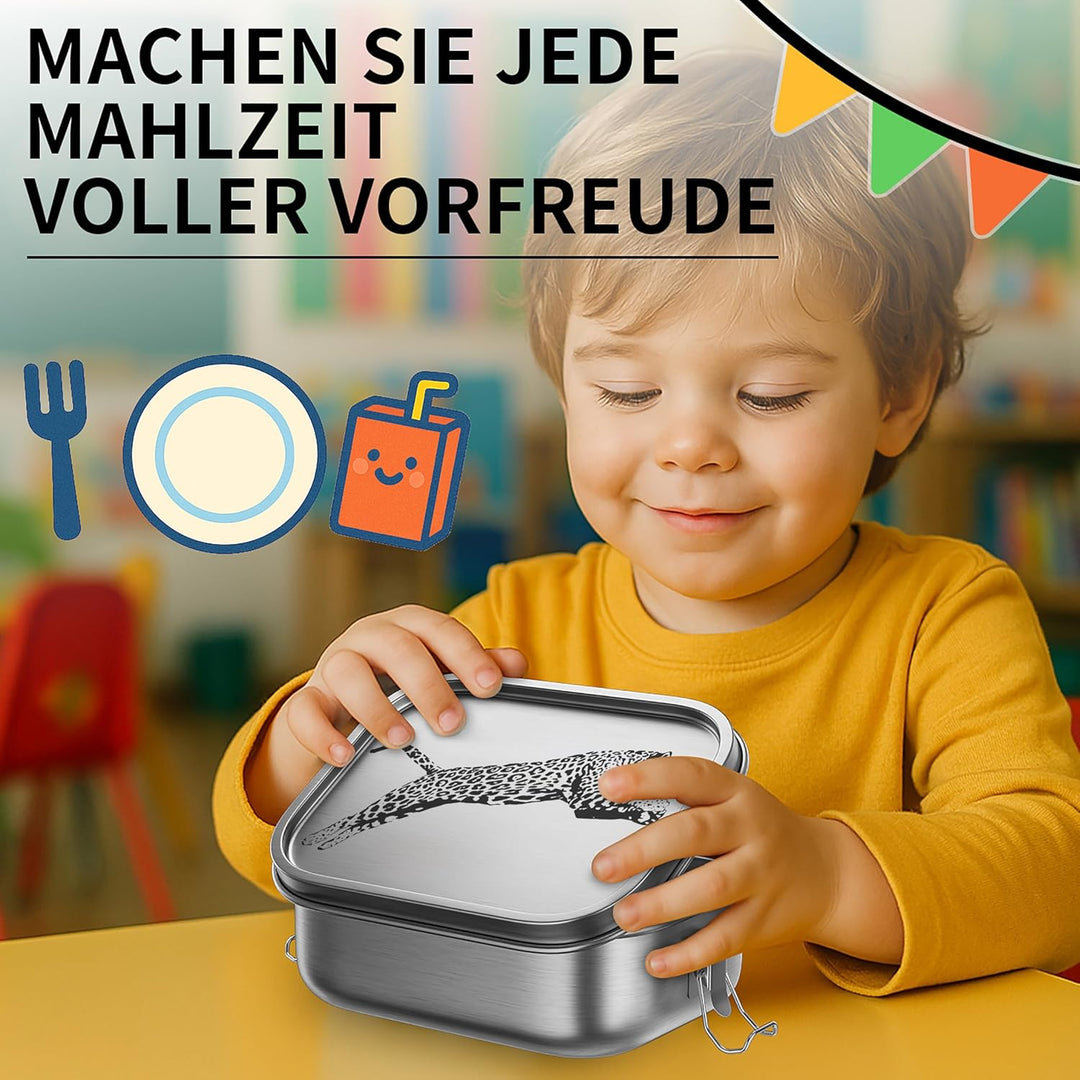 REKITA Edelstahl Brotdose Kind er mit Fächern, 850ML Bento Box, Jausenbox Lunchbox, Personalisierte
