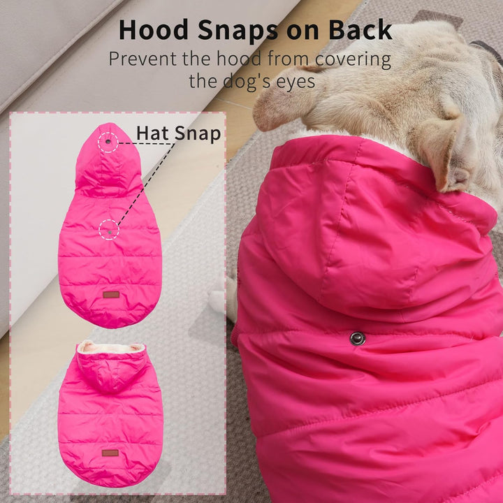 Hunde-Kapuzenpullover mit Fleece-Futter, extra warm, Grösse S, Rosa, Small (Pack of 1) rose