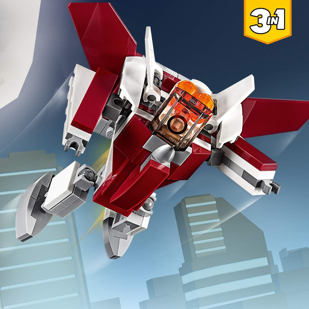 LEGO 31086 Creator Flugzeug der Zukunft, Raumschiff der Zukunft oder Roboter der Zukunft, 3-in-1 Bau