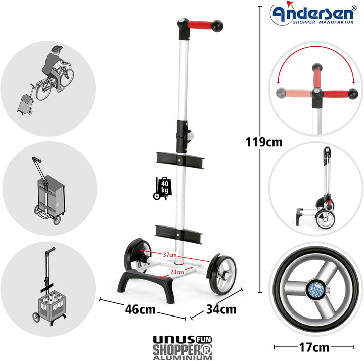 Andersen Shopper Unus Fun Alu mit Rad Ø 17 cm und 47 Liter Tasche Mia anthrazit, Mia Anthrazit